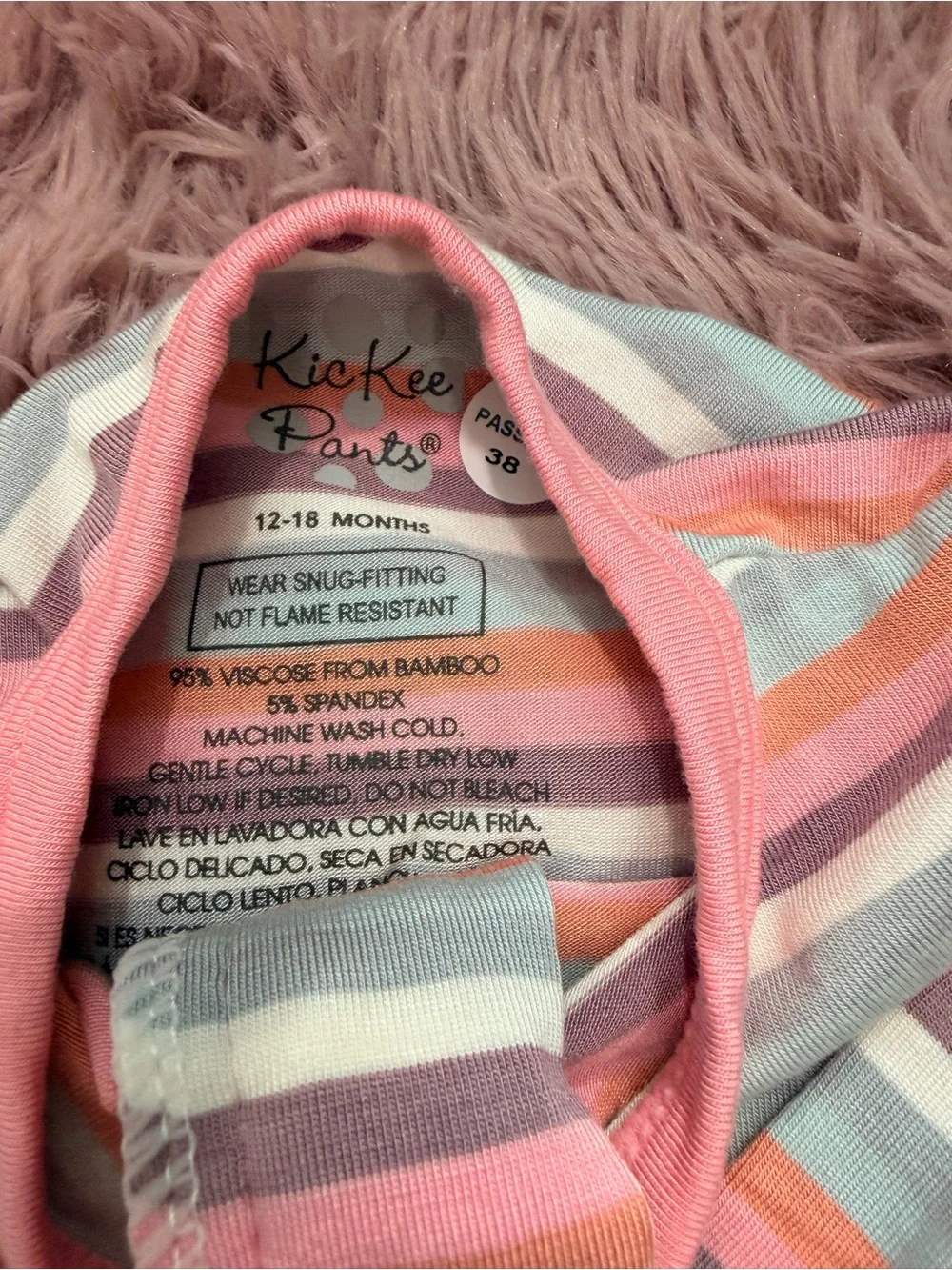 Kickee Pants Pastel Striped Footie in Pink, purple & blue